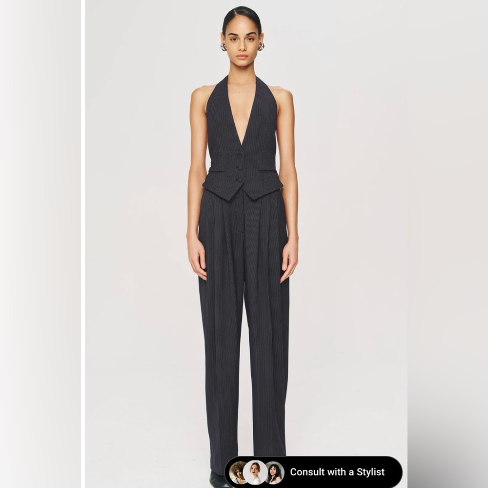 Ronny Kobo Collection pinstripe Zuri Halter Jumpsuit